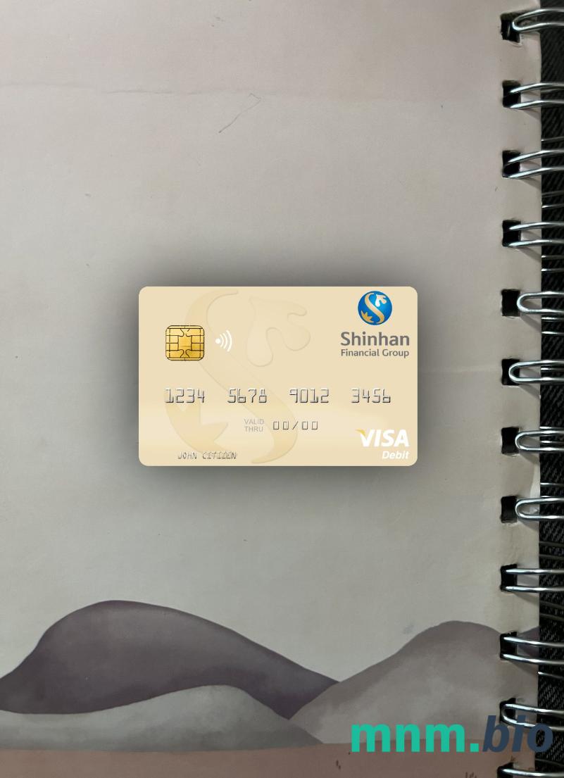 South Korea Shinhan Financial Group visa obciążyć card wygląd fotograficzny skan PSD + zdjęcie
